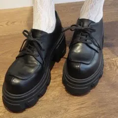 EVRIS レースアッププラットフォームシューズ　ブラック　M