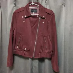 Coco Deal スエード調ライダースジャケット ボルドー　赤