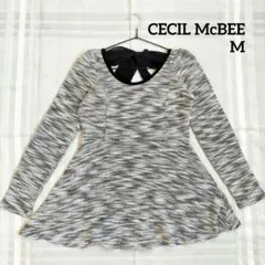 CECIL McBEE ツイード ペプラム チュニック バックリボン M
