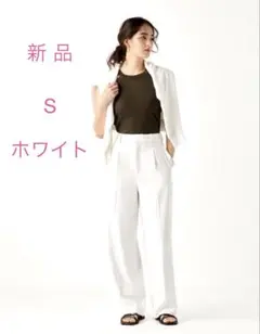 新品タグ付き UNIQLO ユニクロ タックワイドパンツ ホワイトS