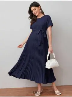 ✿美品✿ シーイン プリーツワンピース ネイビー マタニティ 授乳 マタニティ服