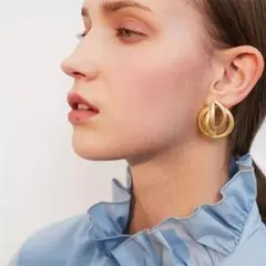 幾何学　ゴールドシンプルピアス　【シルバー925】　　　　#3173