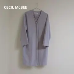 【最終価格】CECIL McBEE　Vネックノーカラーロングコート M 薄紫