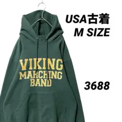 USA古着 プルオーバーパーカー M グリーン バイキング マーチングバンド