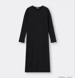 GU リブIラインロングワンピース ブラック M