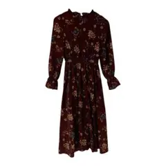 グレイル　ボルドー フラワープリント ワンピース　Mサイズ