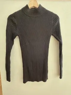 無印良品　ブラックリブタートルネックセーター Mサイズ