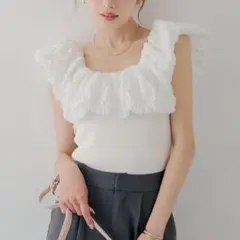 【SALON by Chico】ジャガードパフスリーブドッキングニットのサムネイル