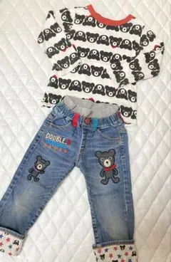 ミキハウス ダブルビー　Ｔシャツ　長袖　ジーンズ　パンツ　100　セット㊷