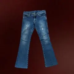 平成 y2k フレアデニム ローライズ ラインストーン