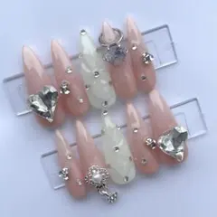 ロングネイルチップ 清楚 ギャル キラキラ ワンホン ベイビーブーマー ちゅるん