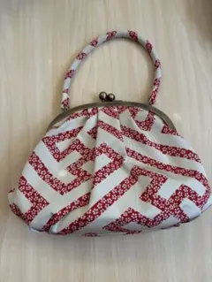 和装用バッグ 赤と白の幾何学模様