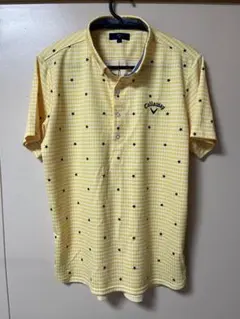 Callaway ポロシャツ L 黄色 チェック柄 星柄刺繍　ゴルフウェア