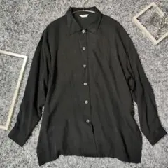 レディース 黒 長袖シャツ Mサイズ トロミ感