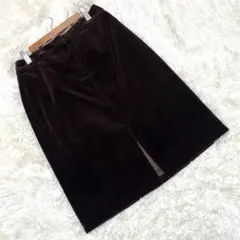 トランスワーク SANYO⭐️(7) ひざ丈タイトスカート コーデュロイ スリット