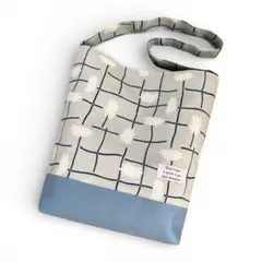 北欧フラワー＊くすみブルーのワンハンドルショルダーバッグ|ハンドメイドバック