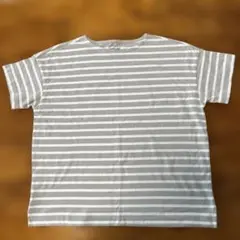 無印ボーダーボートネック半袖Tシャツ