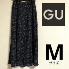 【GU／ジーユー】ペイズリー柄 フレアロングスカート　裏地あり　ポケットなし　M