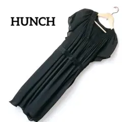 HUNCH ブラックドレス シフォン 結婚式 パーティー M ゆったりめ