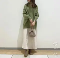 【Discoat】美品☆ハイウエストナロースカート　アイボリー　フリーサイズのサムネイル