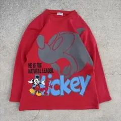 激レア 90s日本製 ディズニー ミッキー 巨大シャドープリント モックネックM