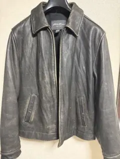 Eddie Bauer レザージャケット 黒 牛革 茶芯