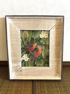 バリ、ウブドゥの棚田 油彩画、特注額縁 バリ絵画 ライステラス 棚田 田園風景 フレーム付 W63×H53cm