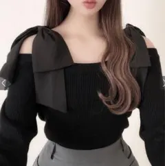 値下げ【GRL】オフショルダーリボンストラップトップス