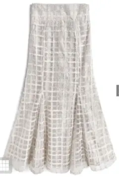 チェック柄オーガンジーマーメイドスカート[tw1230]