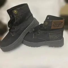 ブラックデニムハイカットブーツ