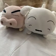 クレヨンしんちゃん　ねそべりポーズぬいぐるみ　シロ　ぶりぶりざえもん　2種セット