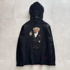 ポロラルフローレン　ニット　ポロベア　マティーニ　黒　M　カシミヤ混　パーカーのサムネイル