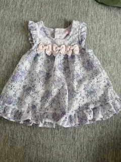 メゾピアノベビー エプロン　ワンピース50-70cm 花柄 レースのサムネイル