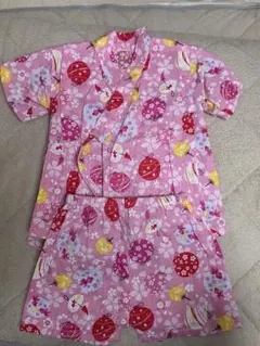 甚平 80cm ピンク ヨーヨー柄