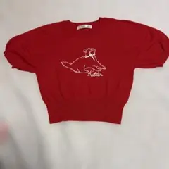 MAJESTIC LEGON レッド ニット 猫 半袖