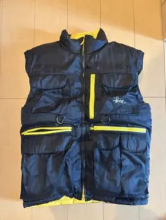 Old Stussy ダウンベスト ブラック イエロー マルチポケットのサムネイル