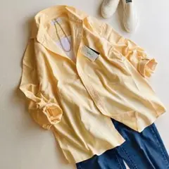 WHIMSIC オーバーサイズ カラー シャツ イエロー 男女兼用