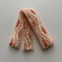 インド刺繍リボン アジアン エスニック ピンク系 リーフ模様 1m