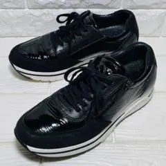 bussola ブソラ レザー サイドジップ スニーカー 37 黒 23.5cmのサムネイル