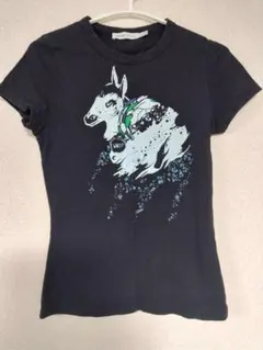 シーバイクロエ　Tシャツ　USA4 ブラック タイト コンパクト プリントのサムネイル