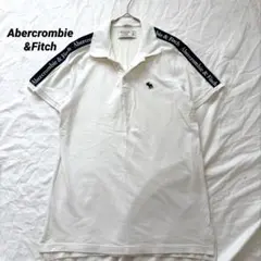Abercrombie & Fitch ポロシャツ ホワイト M 半袖 袖ロゴ