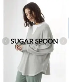 良品 シュガースプーン 前後2way ワッフルプルオーバー キーネック ゆったり