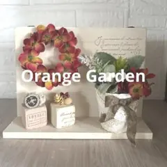 インテリア雑貨　紫陽花カップアレンジ リース　キューブアレンジ付き