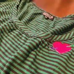 SONIA 緑とブラウンのストライプ 長袖カットソー