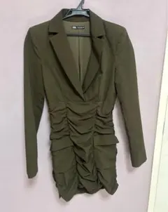 zara ジャケットミニワンピース　カーキ