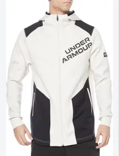 UNDER ARMOUR フルジップパーカー Sサイズ 白×黒 美品