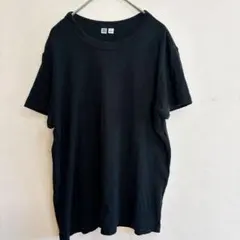 ユニクロ 無地 クルーネック 半袖 Tシャツ XL 黒 リラックス 体型カバー