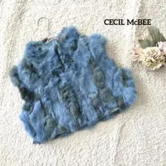 セシルマクビー 青系ファーベスト ノースリーブ M 短丈 ラビット100