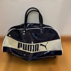 激レア PUMA ネイビー ロゴバッグ エナメルバッグ ビンテージ