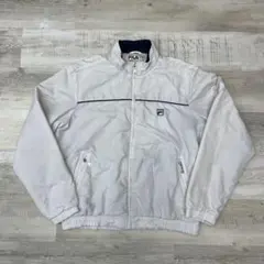 古着 FILA フィラ 刺繍ロゴ ジップアップ ジャケット L ホワイト
